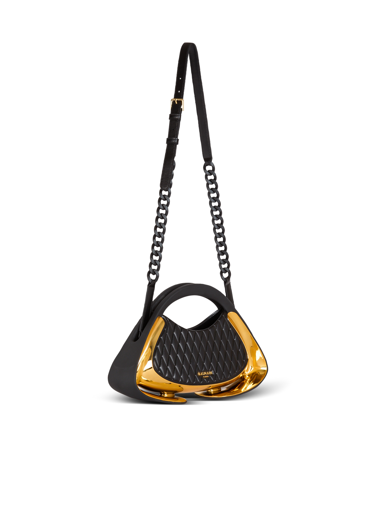 Sac jolie madame medium matelassé - Noir & Or