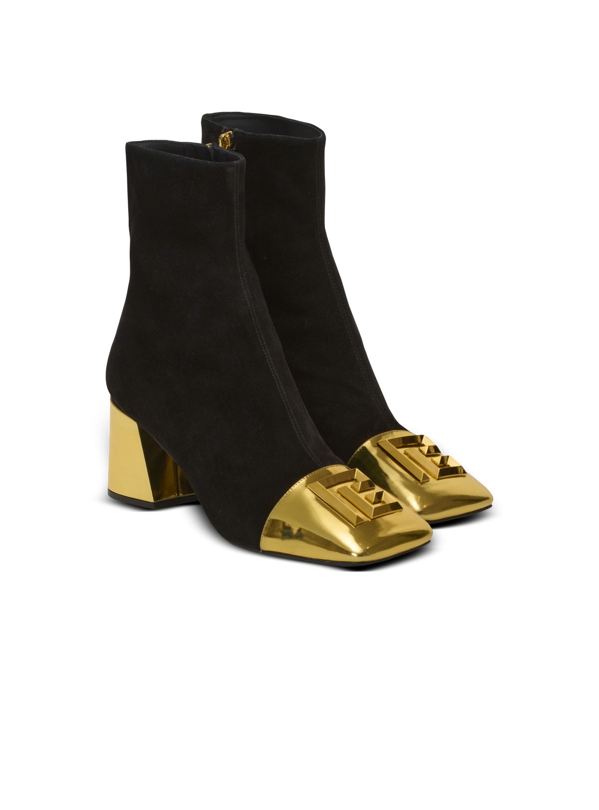 Bottines edna en suède et cuir miroir - Noir & Or