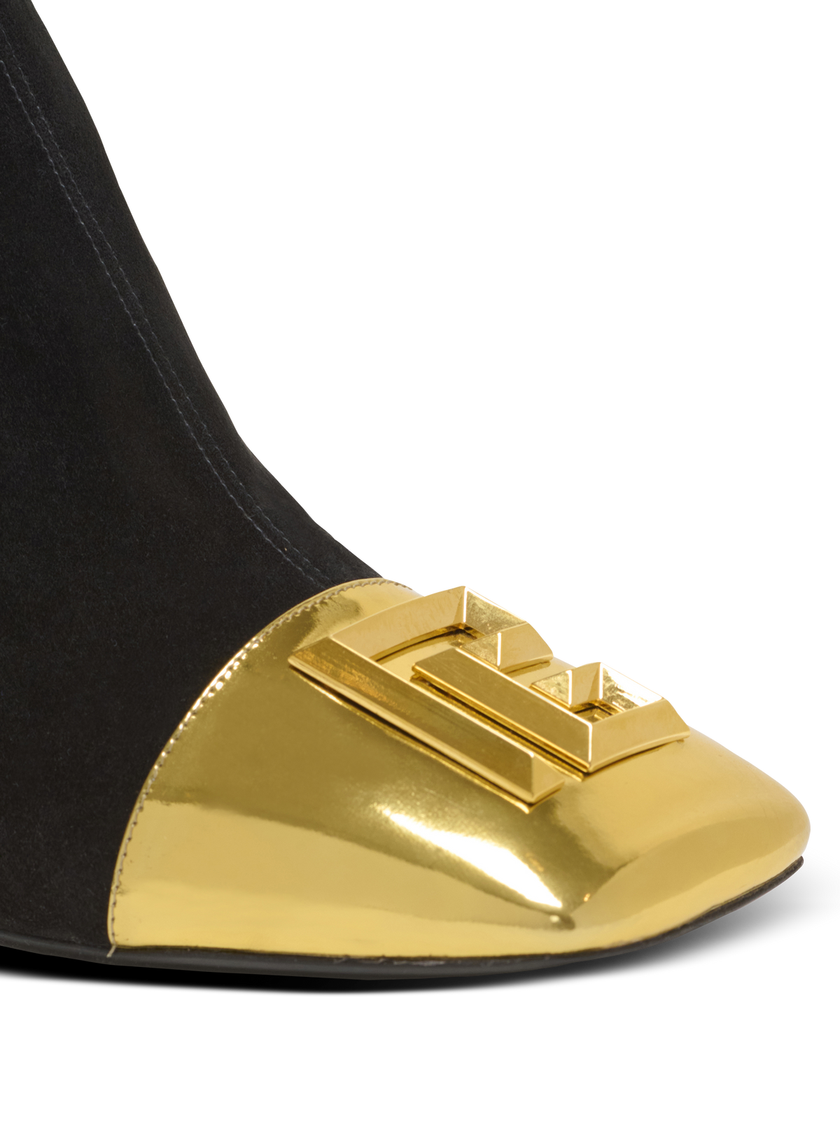 Bottines edna en suède et cuir miroir - Noir & Or