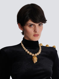 Collier fraise en métal et strass - Or & Argent