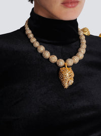 Strawberry necklace in metal and rhinestones - Gold & Silver