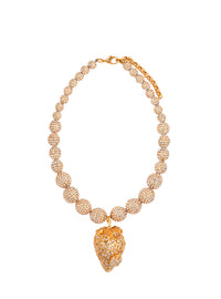 Strawberry necklace in metal and rhinestones - Gold & Silver