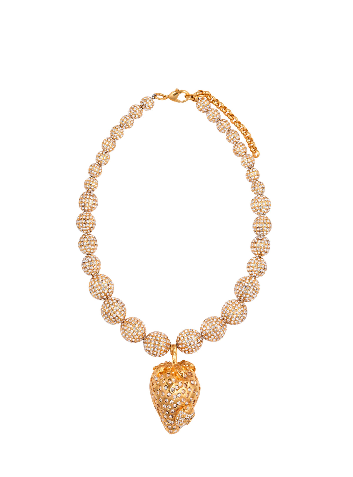 Strawberry necklace in metal and rhinestones - Gold & Silver