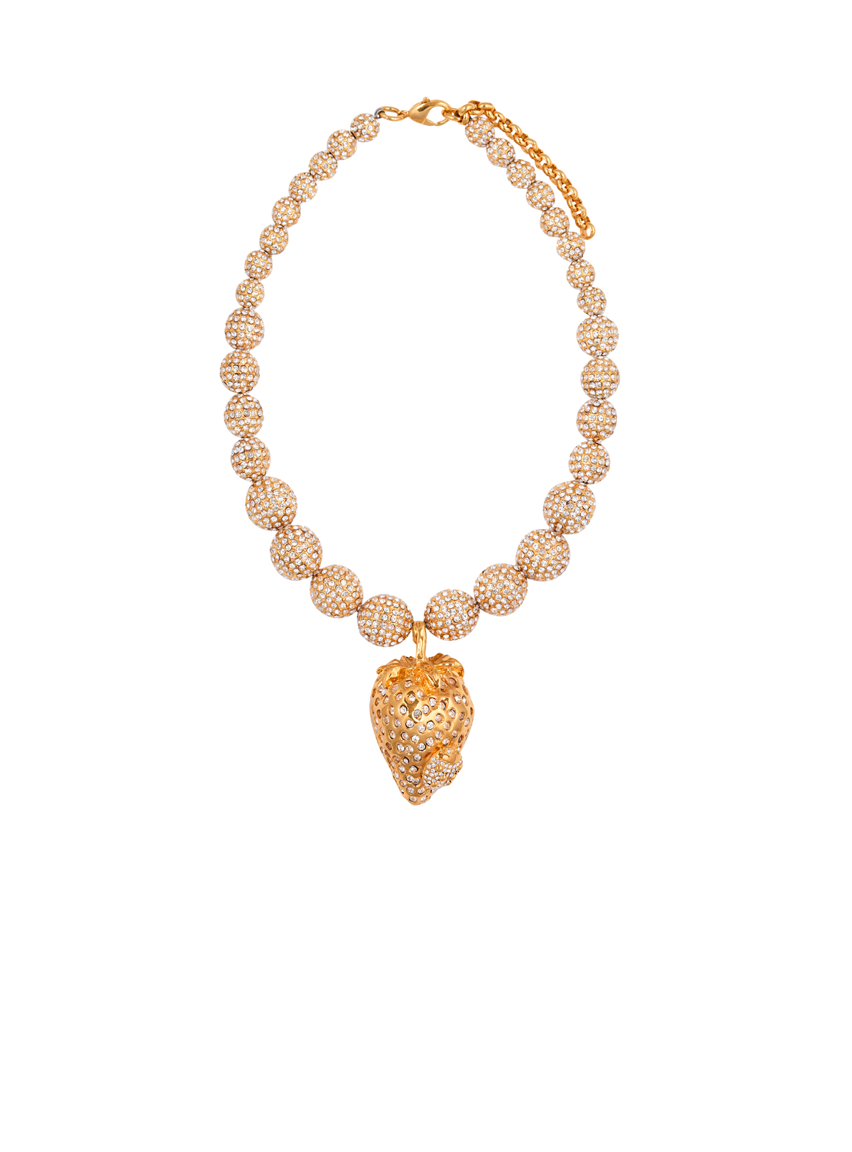 Collier fraise en métal et strass - Or & Argent