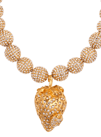 Collier fraise en métal et strass - Or & Argent