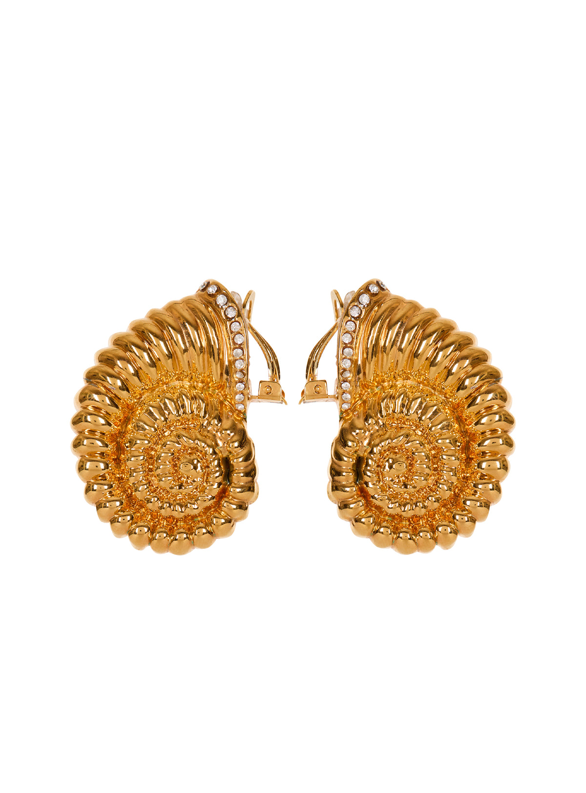 Boucles d’oreilles Escargot en laiton et strass - Or
