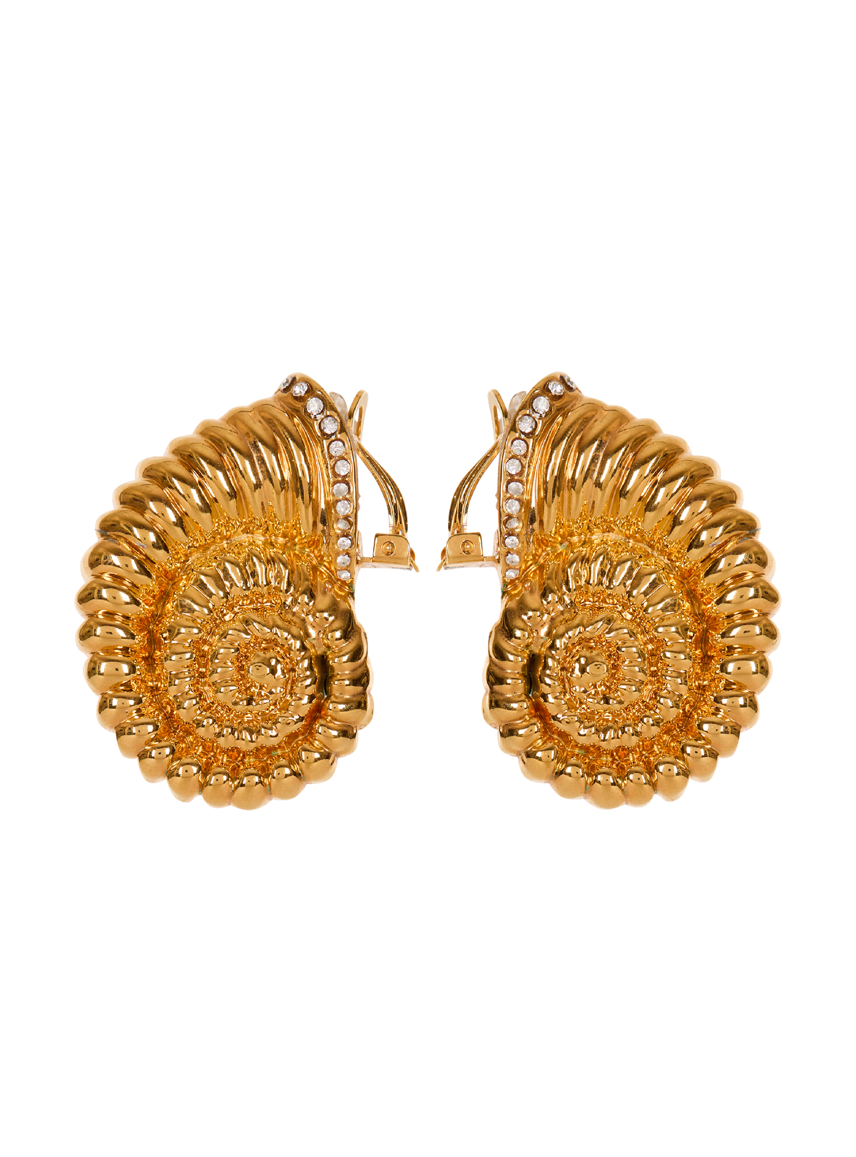 Boucles d’oreilles escargot en laiton et strass - Or