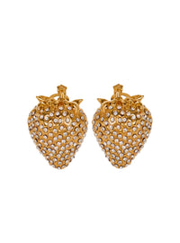 Boucles d’oreilles Fraise en laiton et strass - Or