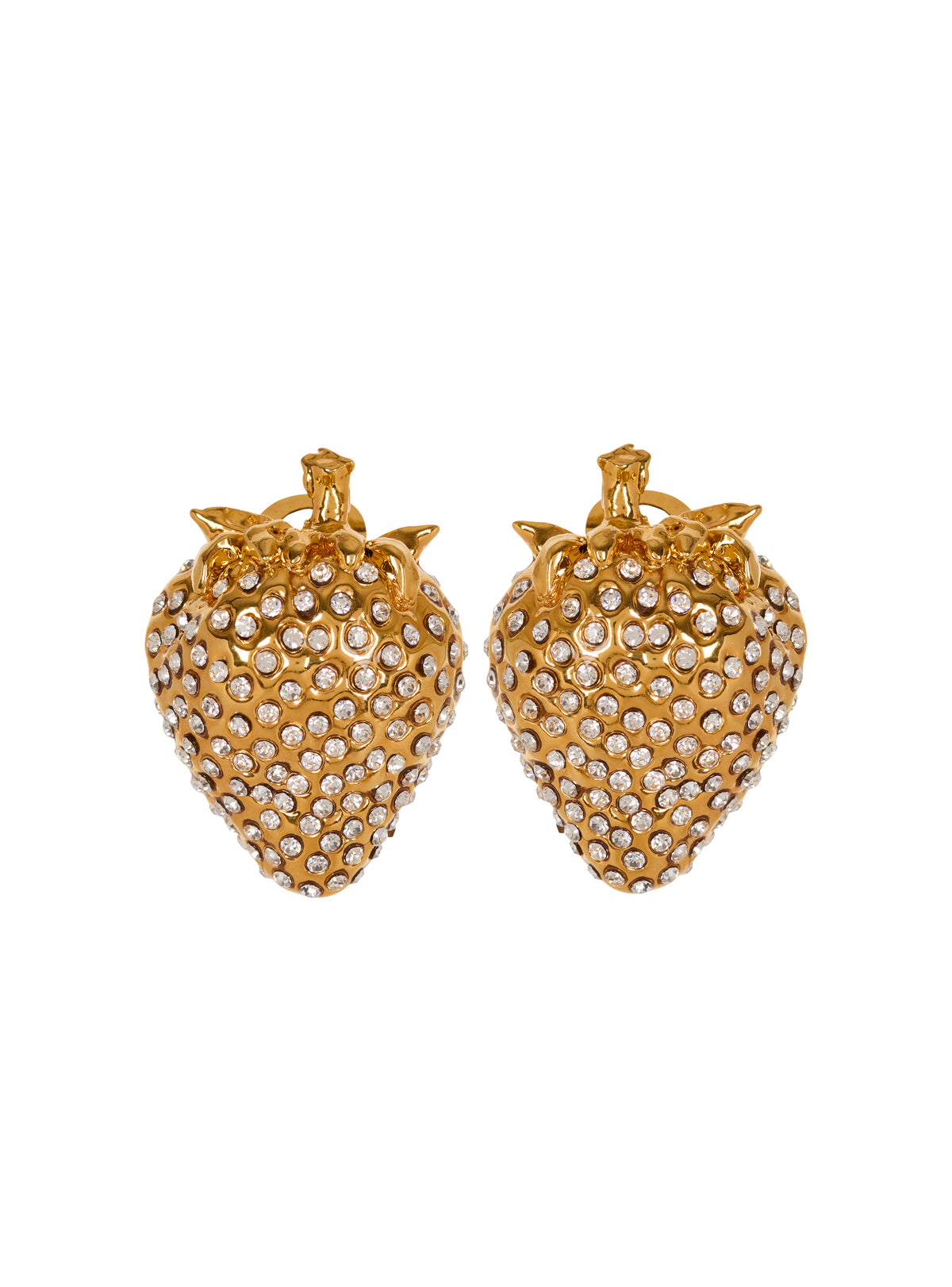 Boucles d’oreilles Fraise en laiton et strass - Or
