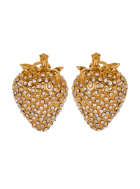 Boucles d’oreilles fraise en laiton et strass - Or