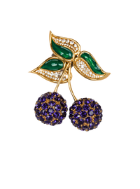 Broche mûres en laiton et strass - Violet