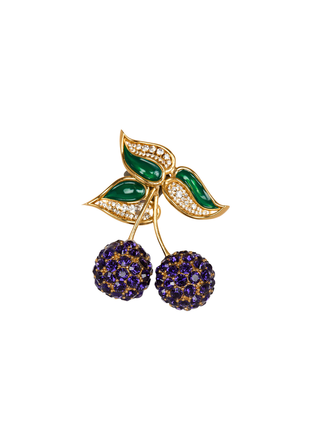 Broche Mûres en laiton et strass - Violet