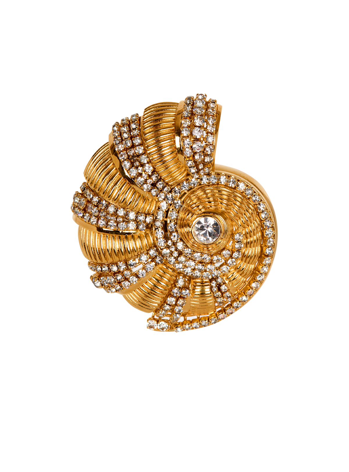 Broche escargot en laiton et strass - Or & Argent
