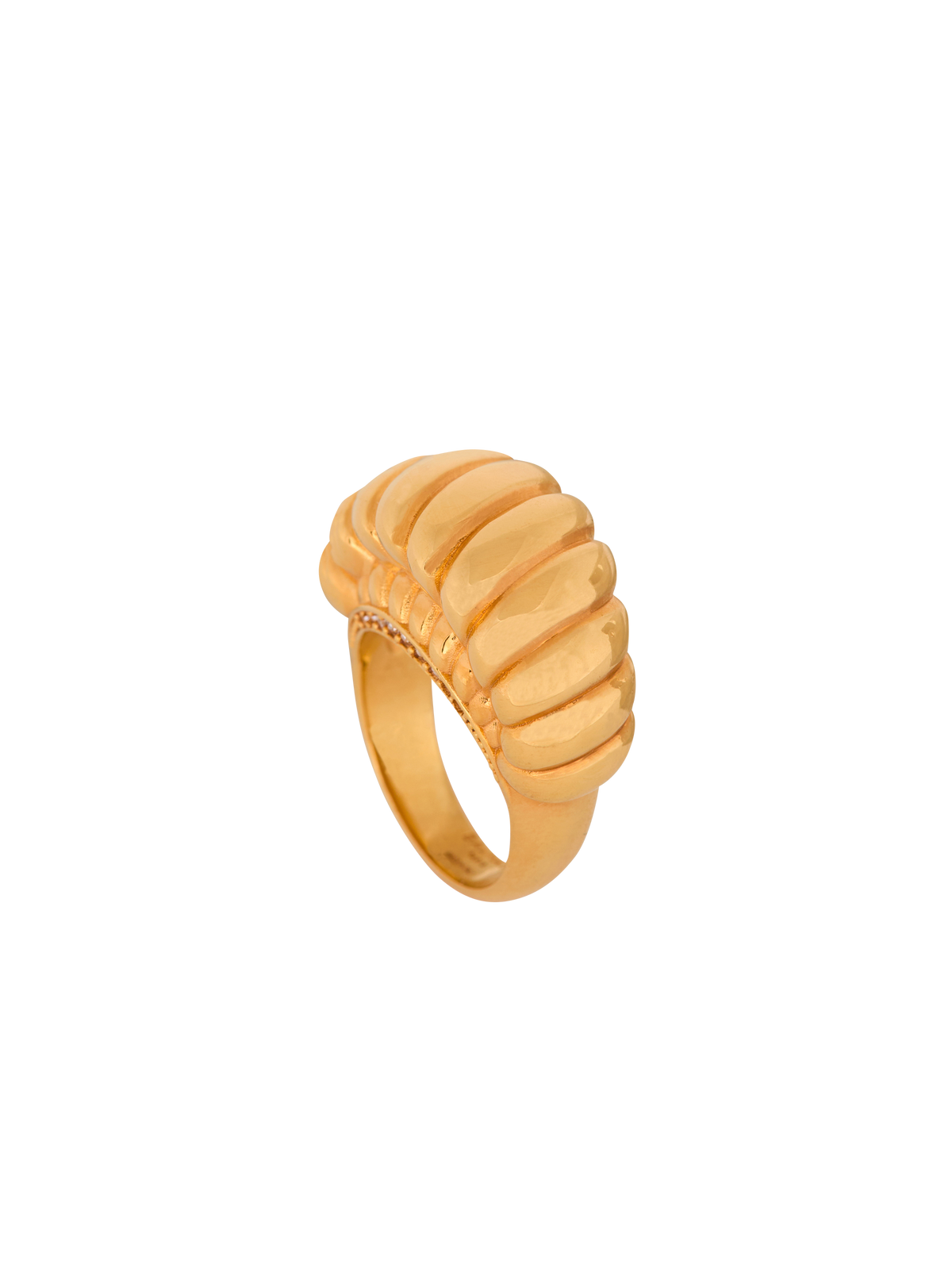 Bague escargot en laiton et cristaux - Or