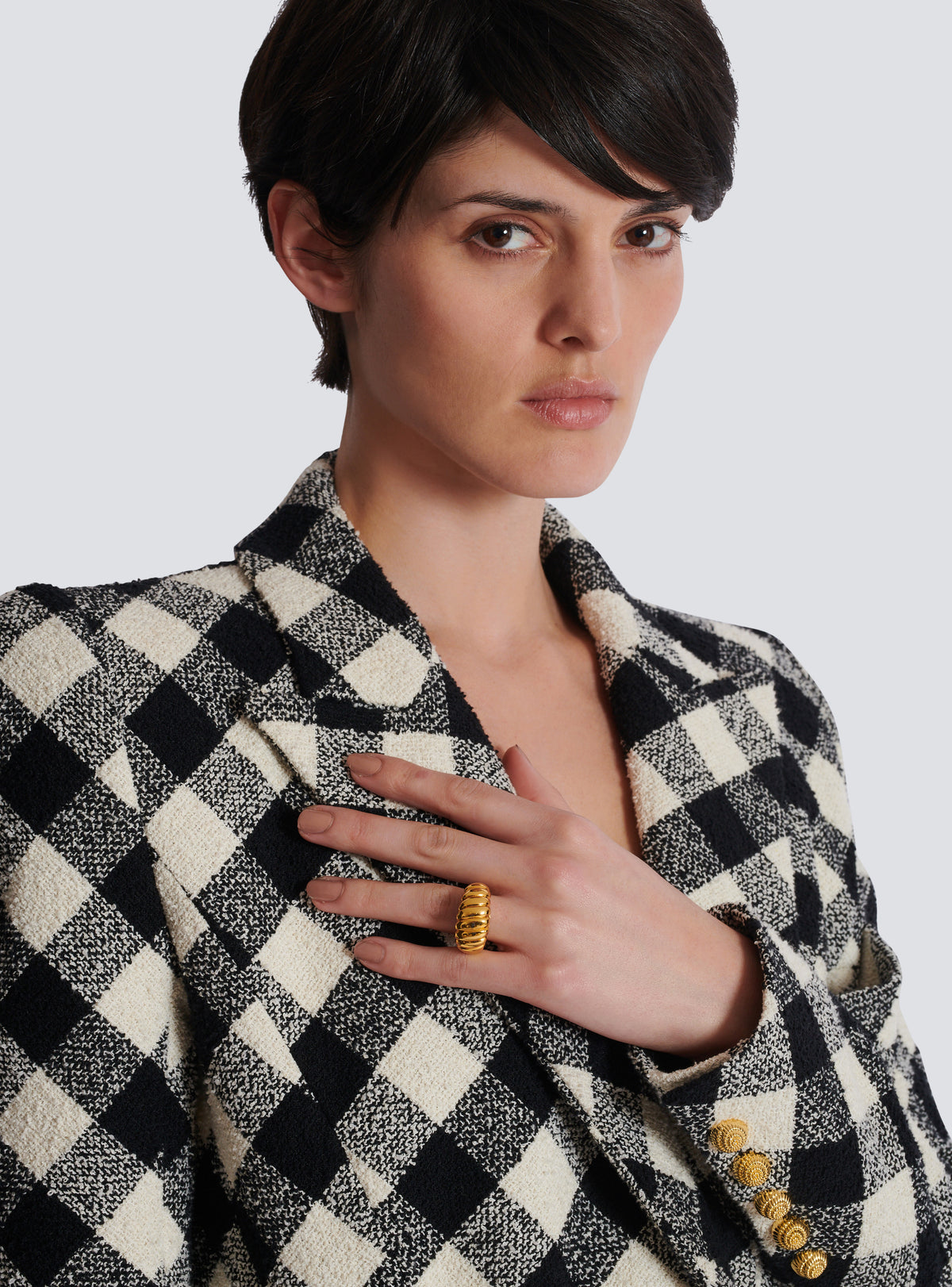 Bague escargot en laiton et cristaux - Or