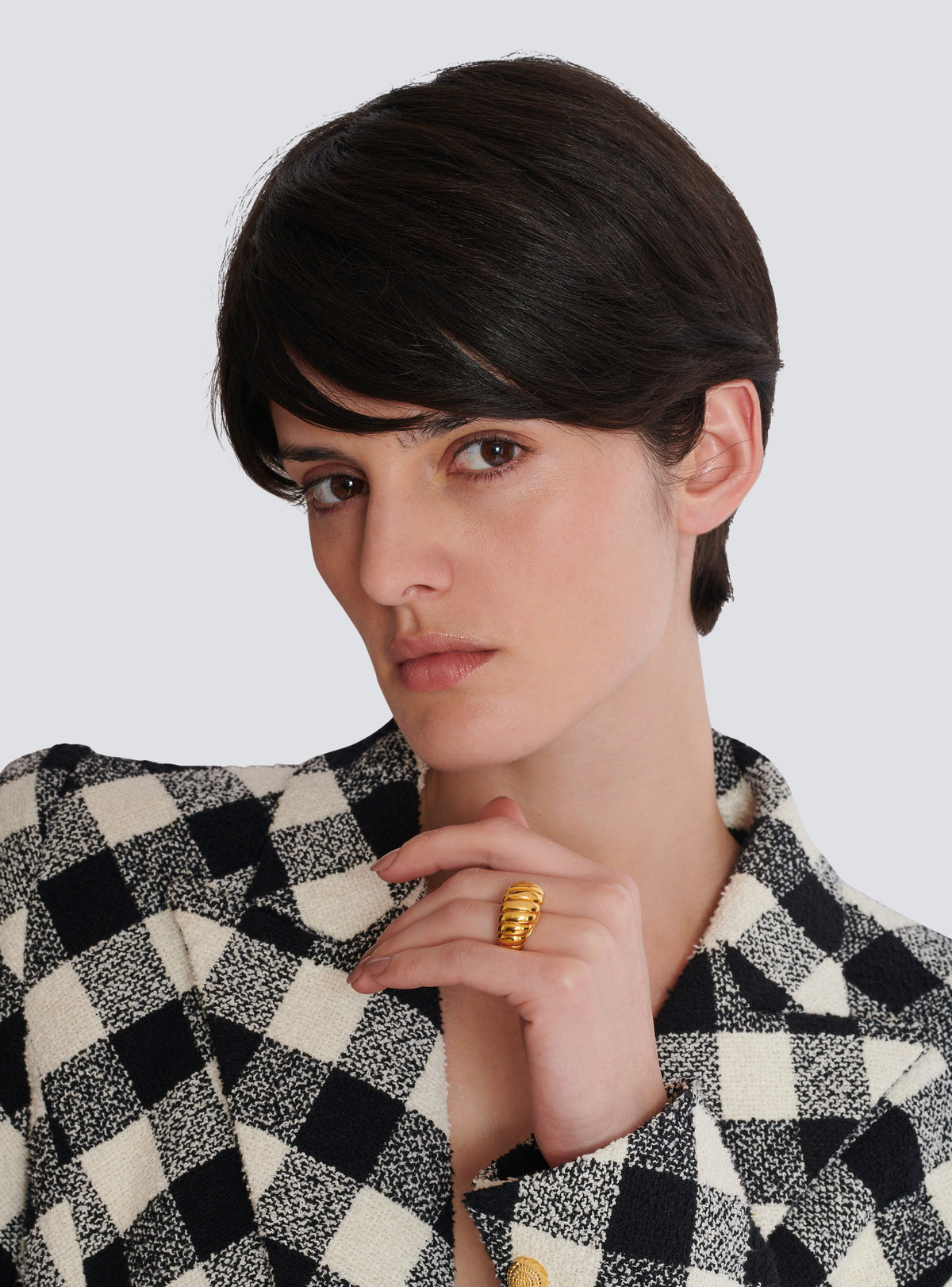 Bague escargot en laiton et cristaux - Or