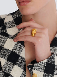 Bague Escargot en laiton et cristaux - Or
