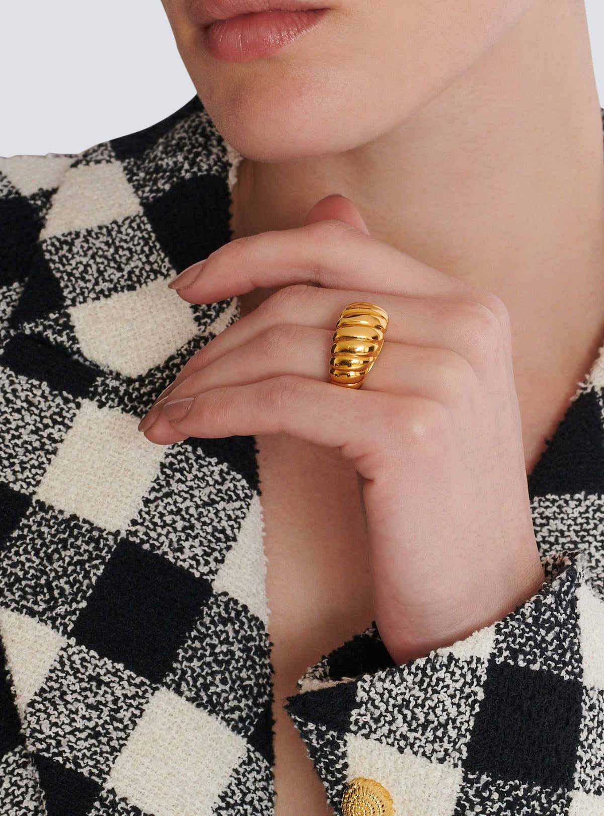 Bague Escargot en laiton et cristaux - Or