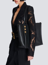 Sac cabas en cuir de veau grainé - Noir