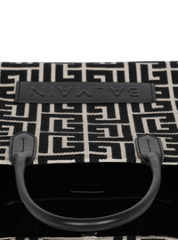 Sac cabas b-army 42 en jacquard monogramme et cuir - Ivoire & Noir