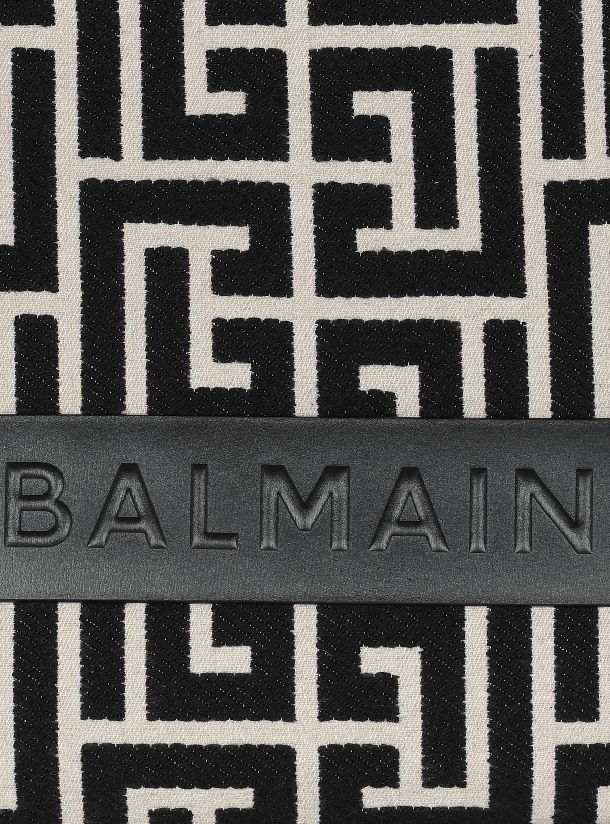 Sac cabas b-army 42 en jacquard monogramme et cuir - Ivoire & Noir