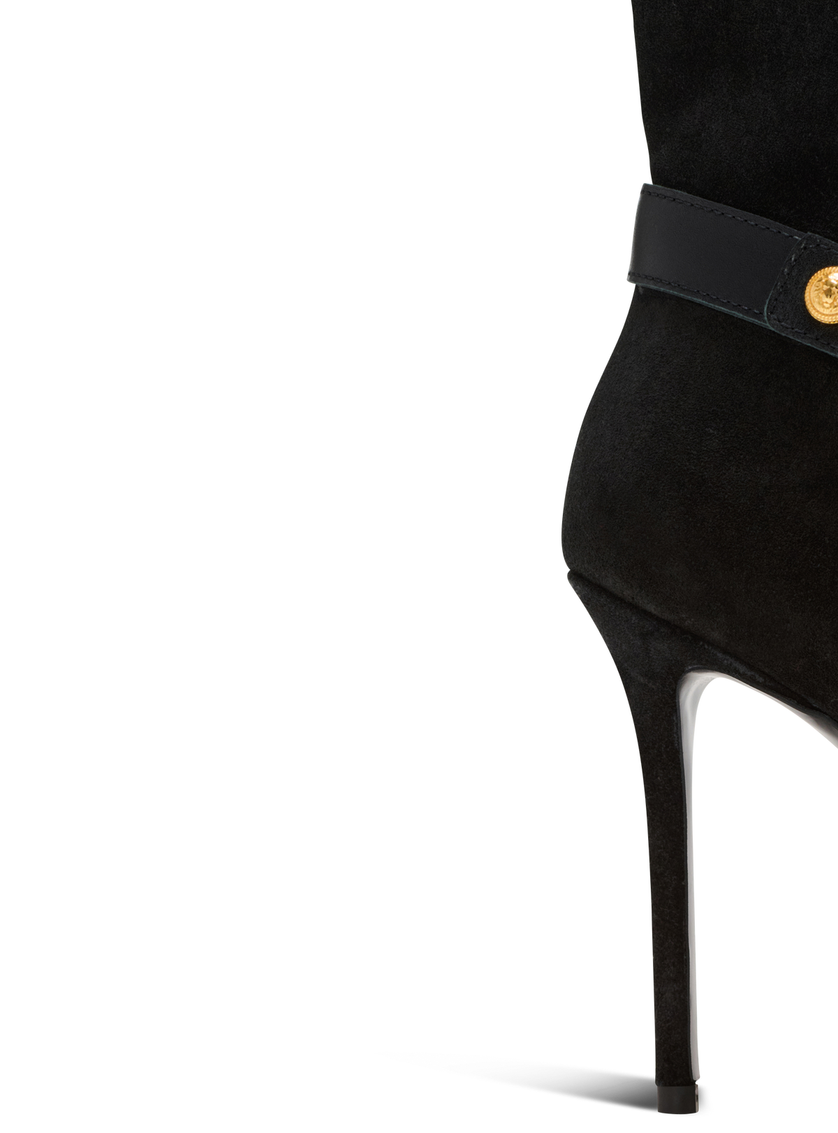 Bottes eva à talons en cuir suédé plissé - Noir