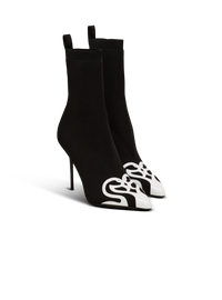 Bottines skye en tricot et cuir verni - Noir & Blanc