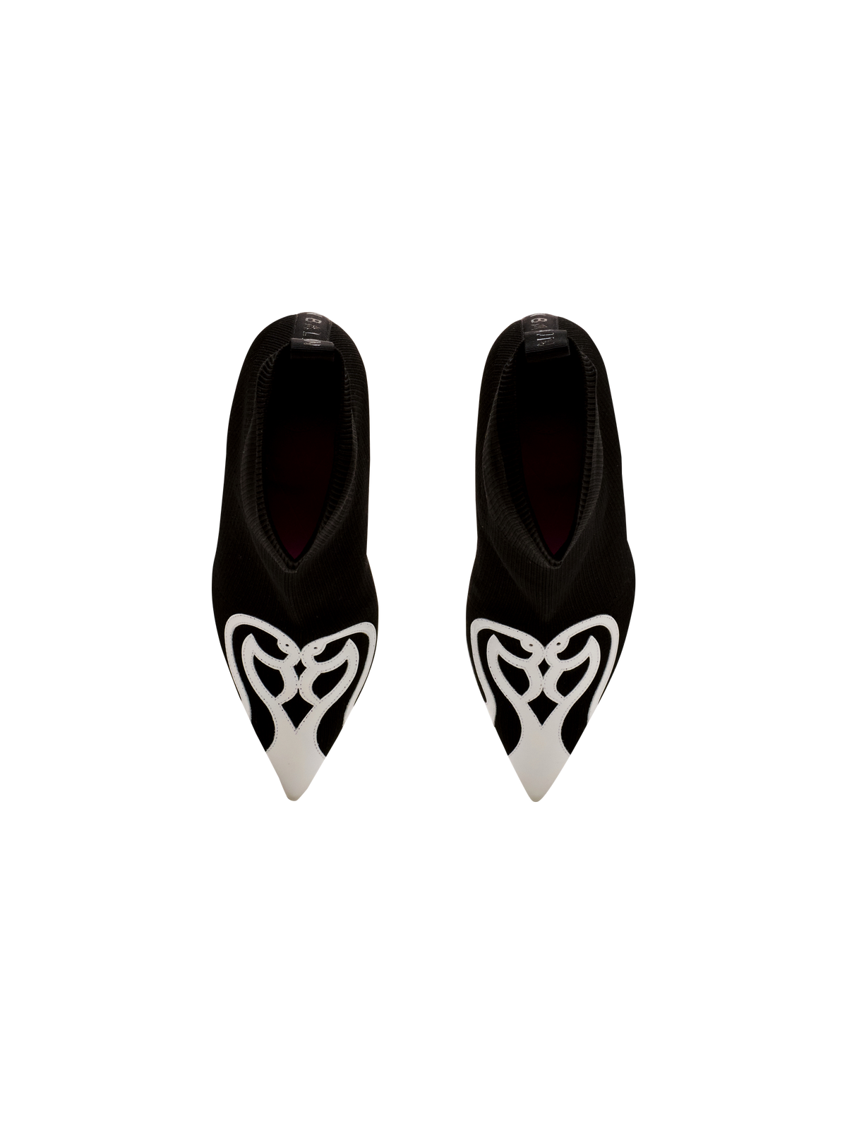 Bottines skye en tricot et cuir verni - Noir & Blanc