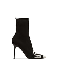 Bottines Sky en cuir verni - Noir & Blanc