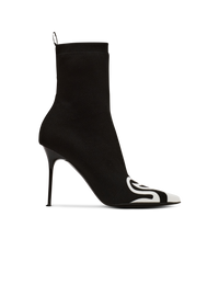 Bottines skye en tricot et cuir verni - Noir & Blanc
