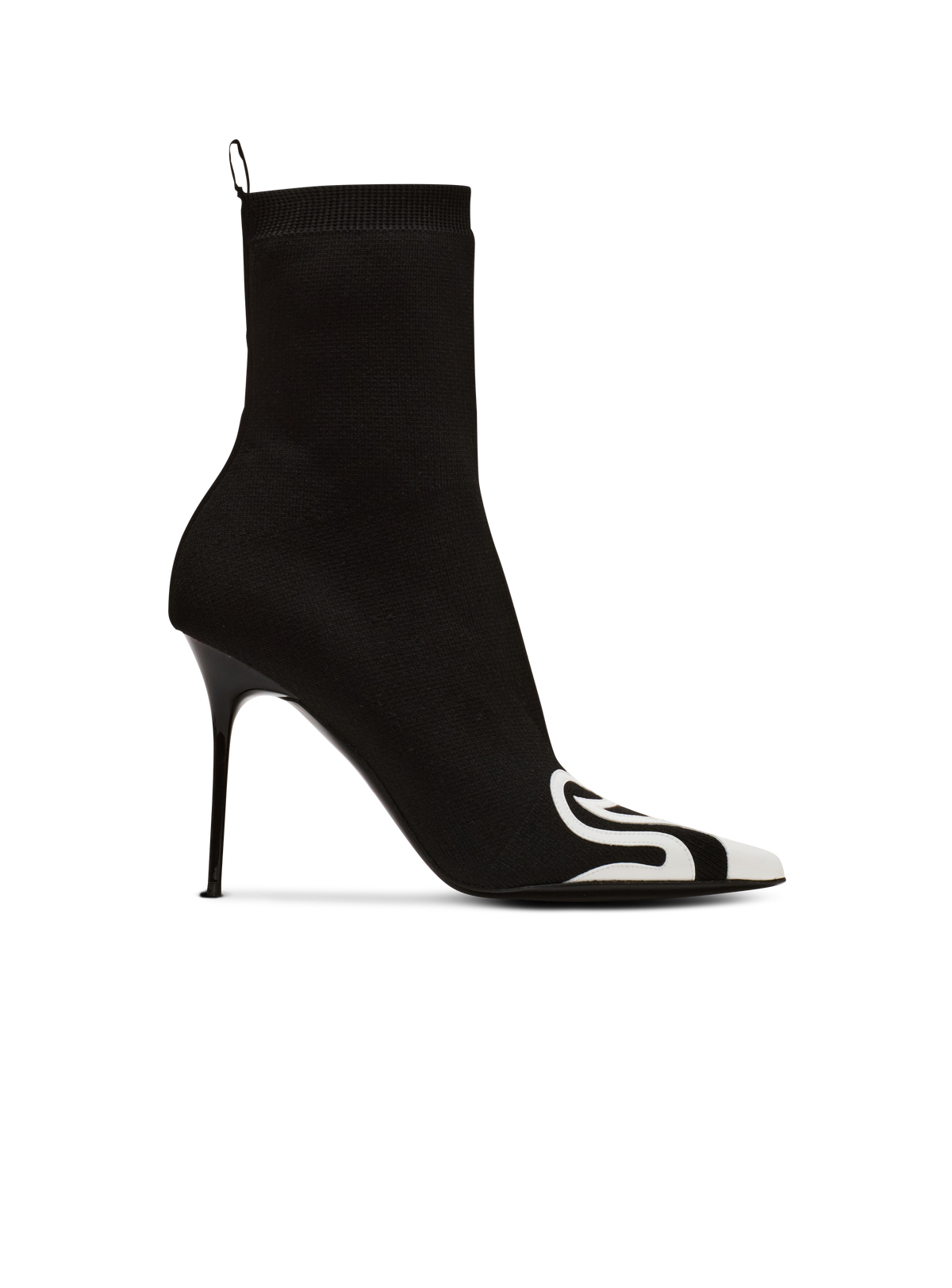 Bottines skye en tricot et cuir verni - Noir & Blanc