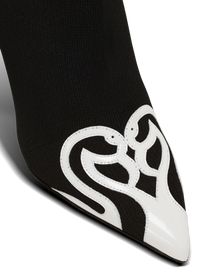 Bottines skye en tricot et cuir verni - Noir & Blanc