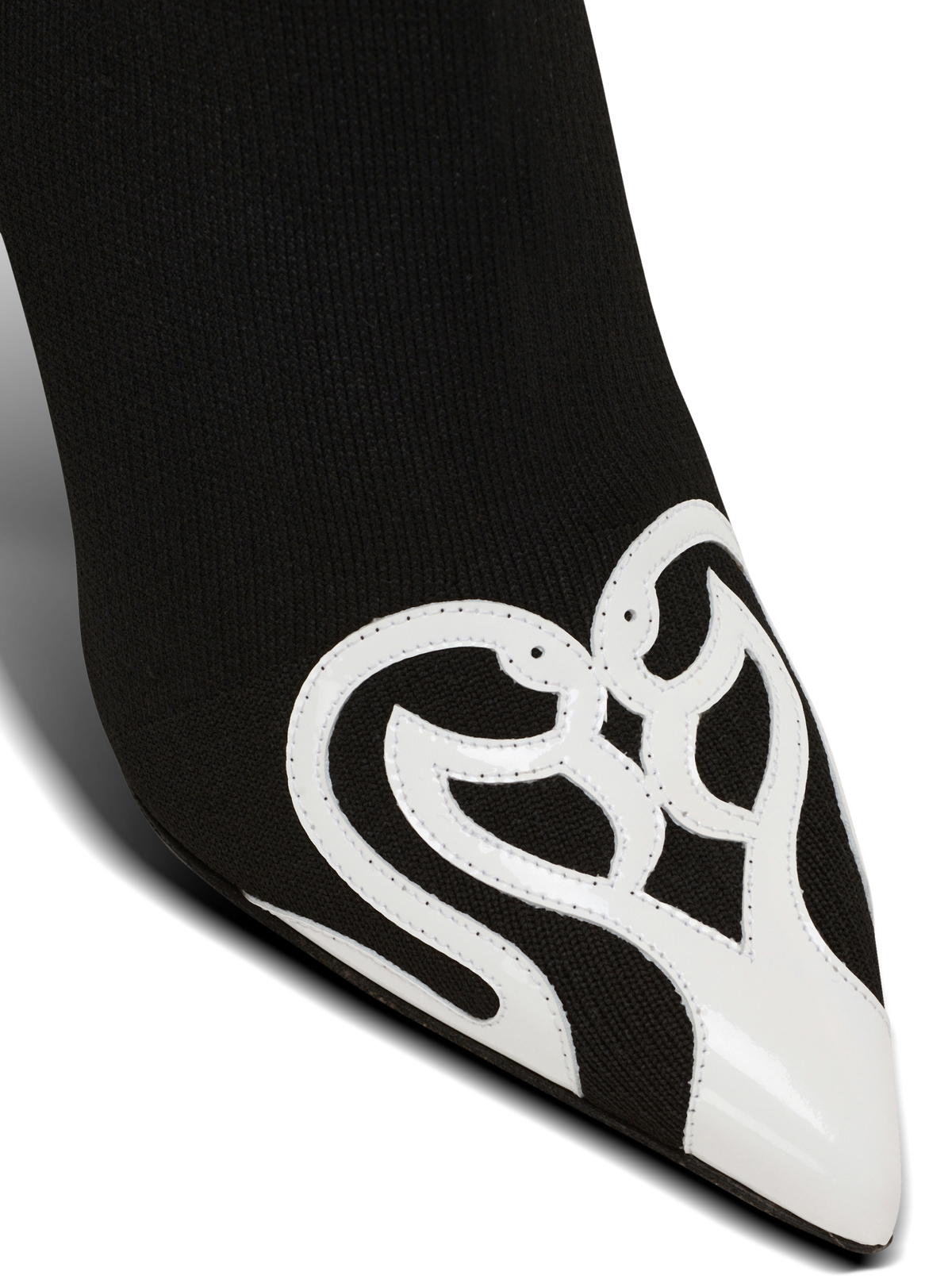 Bottines skye en tricot et cuir verni - Noir & Blanc