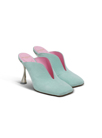 Mules eden à talons en cuir suédé - Bleu