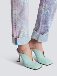 Mules eden à talons en cuir suédé - Bleu