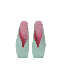 Mules eden à talons en cuir suédé - Bleu