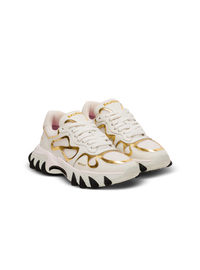 Baskets b-east en cuir - Blanc & Or