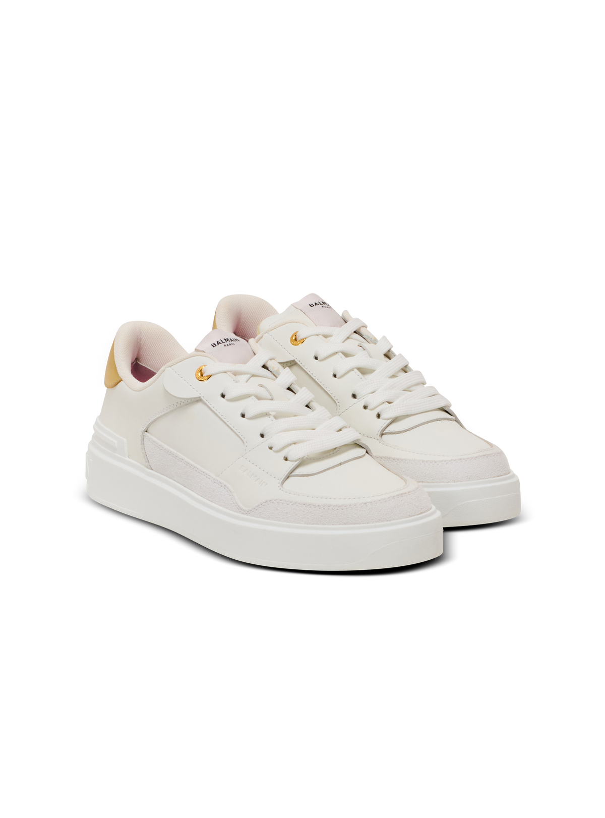 Baskets b-court flip en cuir de veau - Blanc & Or