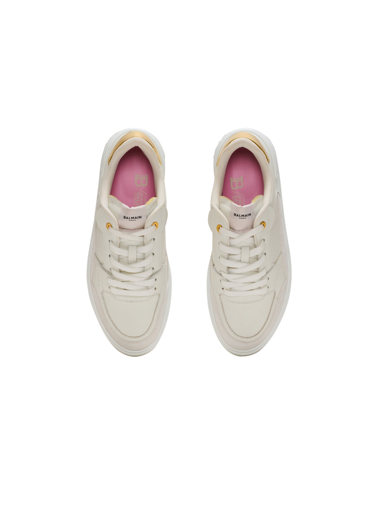Baskets b-court flip en cuir de veau - Blanc & Or