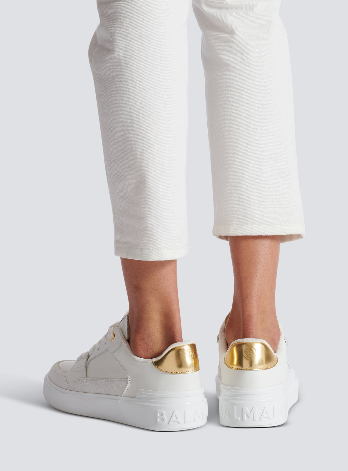 Baskets b-court flip en cuir de veau - Blanc & Or