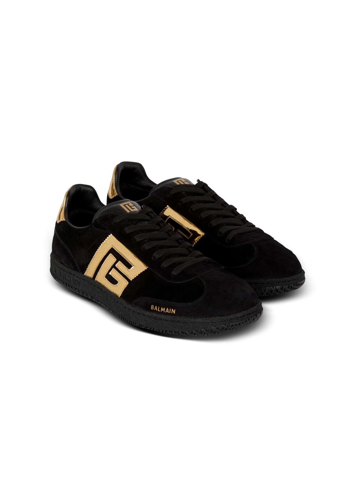 Baskets balmain swan en cuir suédé - Noir & Or