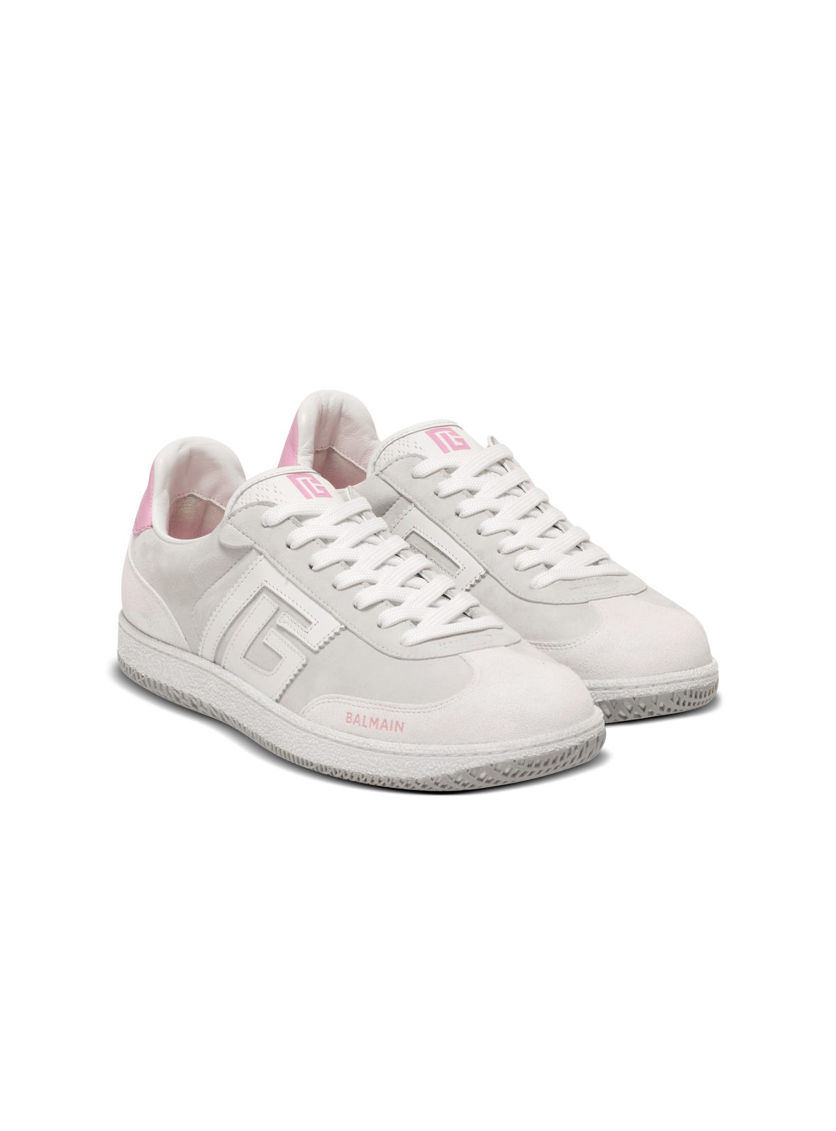 Baskets balmain swan en cuir de veau et cuir suédé - Rose