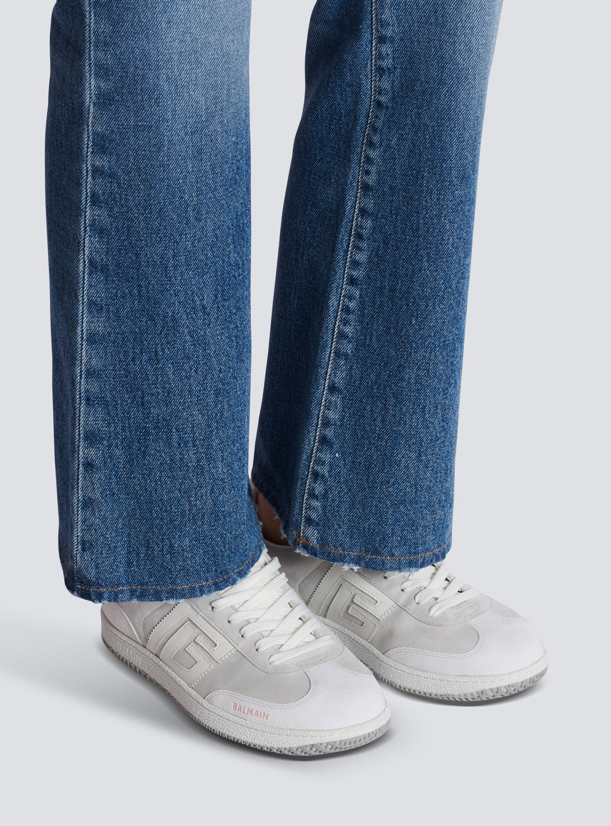 Baskets balmain swan en cuir de veau et cuir suédé - Rose
