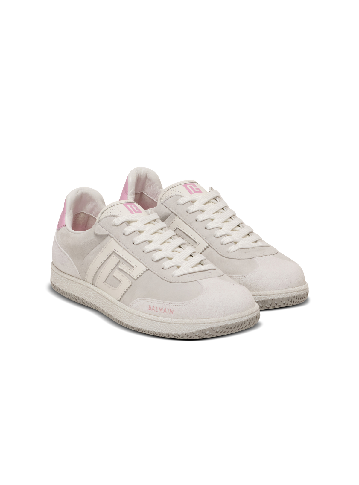 Baskets balmain swan en cuir de veau et cuir suédé - Rose