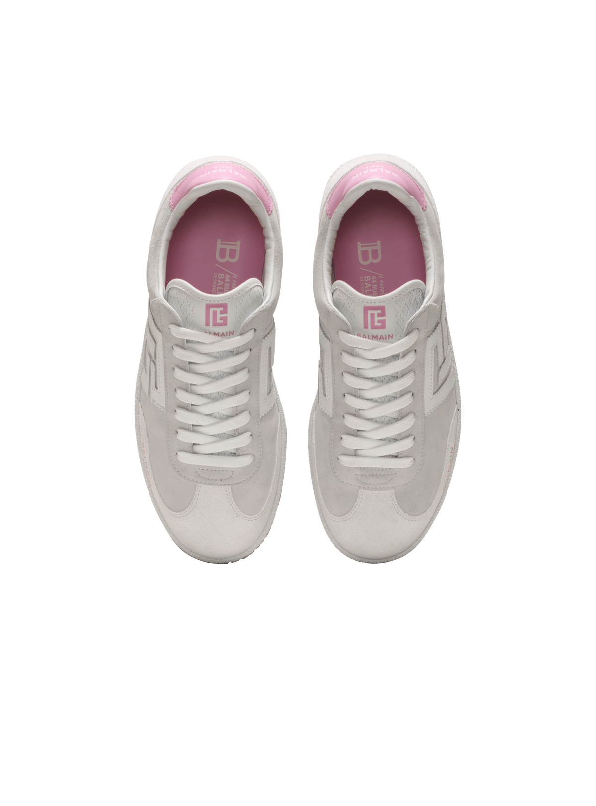 Baskets balmain swan en cuir de veau et cuir suédé - Rose