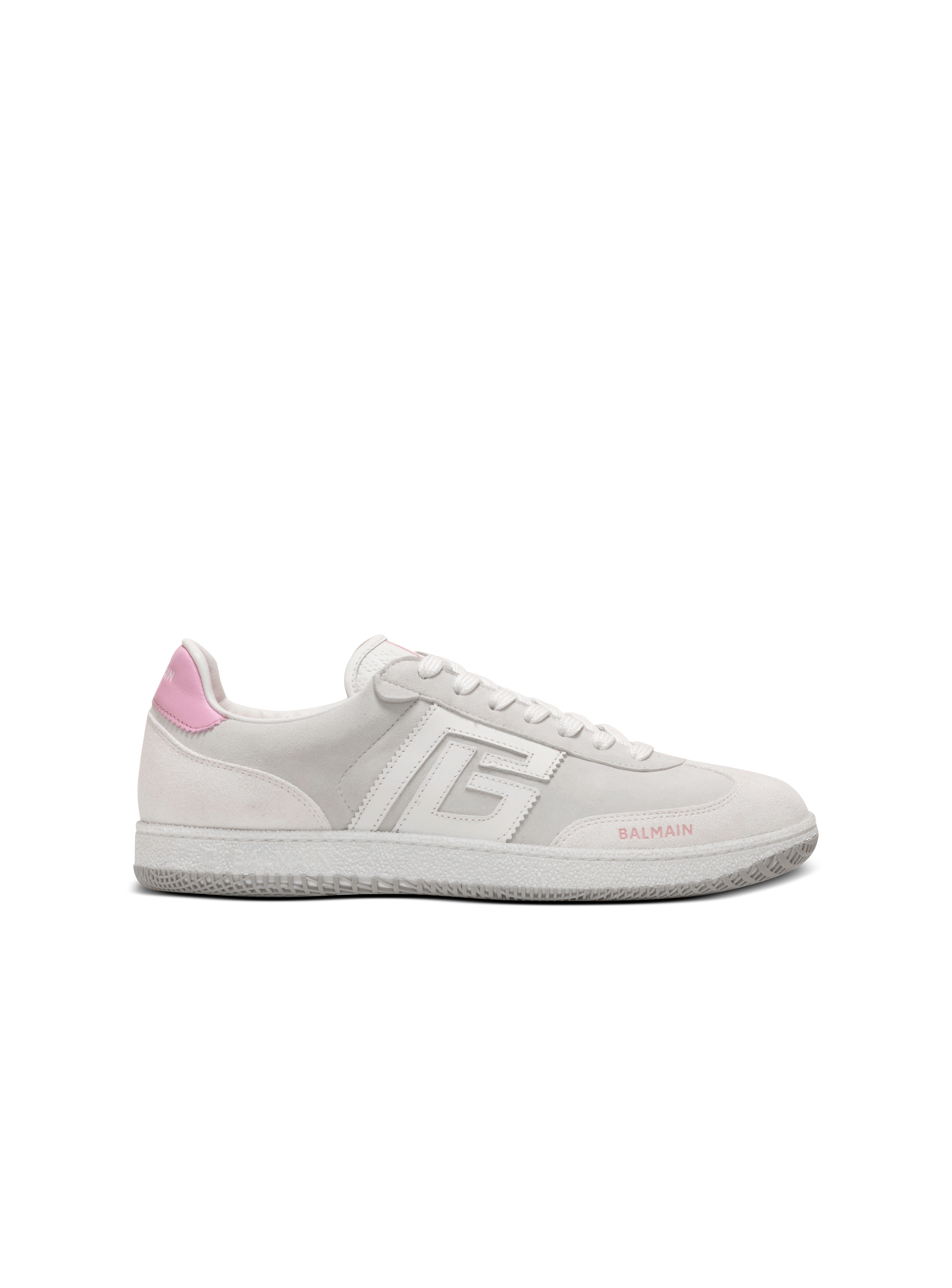 Baskets balmain swan en cuir de veau et cuir suédé - Rose