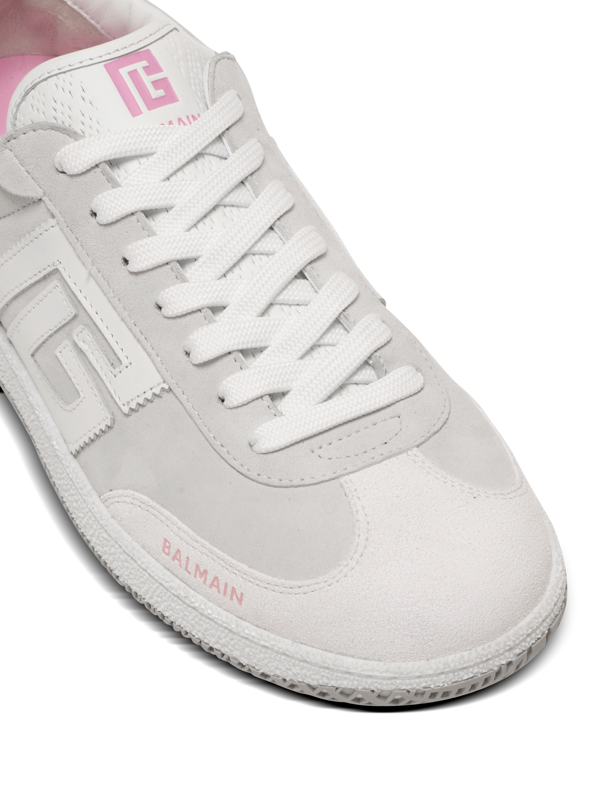 Baskets balmain swan en cuir de veau et cuir suédé - Rose