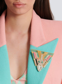 Broche art déco en laiton et cristaux - Multicolore