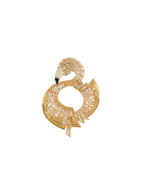 Broche Flamant Rose en laiton et cristaux - Or Fort & Cristal