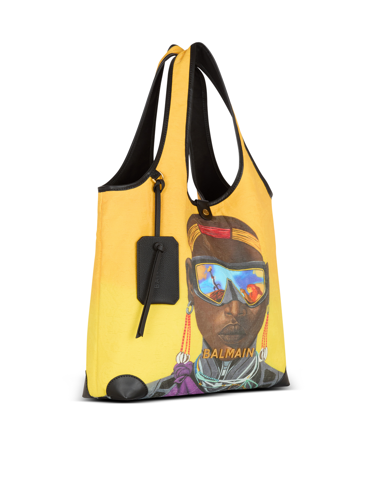 Disney x balmain : the lion king - grocery bag b-army imprimé nika mtwana - Jaune